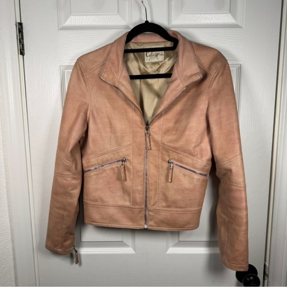 Pink Women's Pebbled Faux‎ Leather Jacket